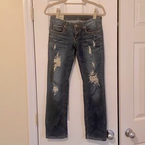 Dark wash crop jeans